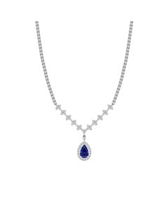 Pear Created Sapphire Fashion Necklace