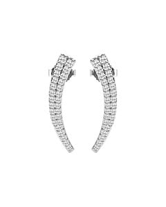 1/2 ct. tw. Round Double Row Micro Pave Ear Climber Fashion Earrings
