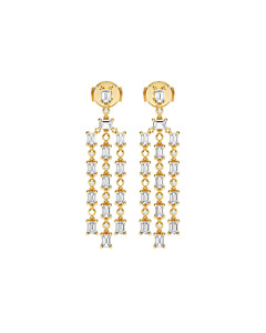 Emerald and Round Chandelier Dangle Earrings