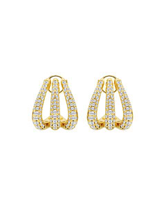 Round Triple Huggie Hoop Earrings