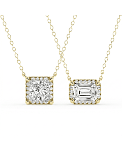 1 1/2 ct. tw. Lab Grown Diamond Halo Necklace in 14kt Yellow Gold