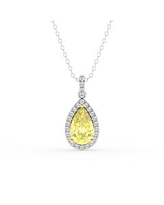 2 ct. tw. Yellow Pear Halo Pendant in 14K White and Yellow Gold
