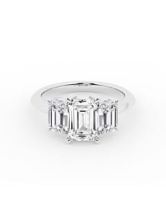 4 ct. tw. Emerald Three Stone Engagement Ring in 14K White Gold