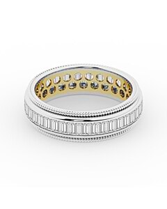 Baguette Channel Set Men's Band in 14K White and Yellow Gold