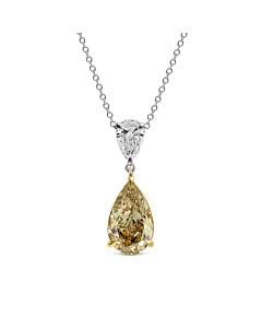 4 3/4 ct. tw. Fancy Yellow Pear Lab Grown Diamond Two Stone Pendant in 14K White and Yellow Gold