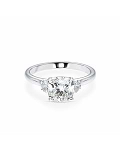 2 1/4 ct. tw. Cushion 3 Stone Halfmoon Ring in 14k White Gold