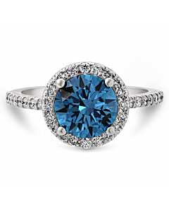 2 1/2 ct. tw. Fancy Blue Lab Grown Diamond Halo Engagement Ring in 14K White Gold