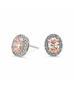 3/5 ct. tw. Fancy Pink Oval and Round Fashion Earring in 14k White Gold