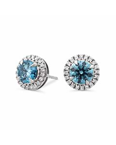 2 1/5 ct. tw. Fancy Blue Round Fashion Earring in 14k White Gold