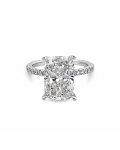 5 2/3 ct. tw. Elongated Cushion Shaped Lab Diamond Hidden Halo Engagement Ring in 14kt White Gold