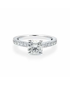 2 1/2 ct. tw. Cushion Diamond Cathedral Ring in 14k White Gold