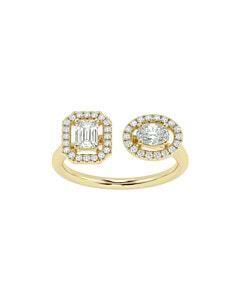 Emerald and Oval Double Halo Fashion Ring