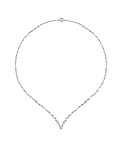 Round Graduated Chevron Tennis Necklace