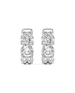 3 - 5 ct. 5 Stone Inside Out Huggie Hoop Earrings in 14k White Gold